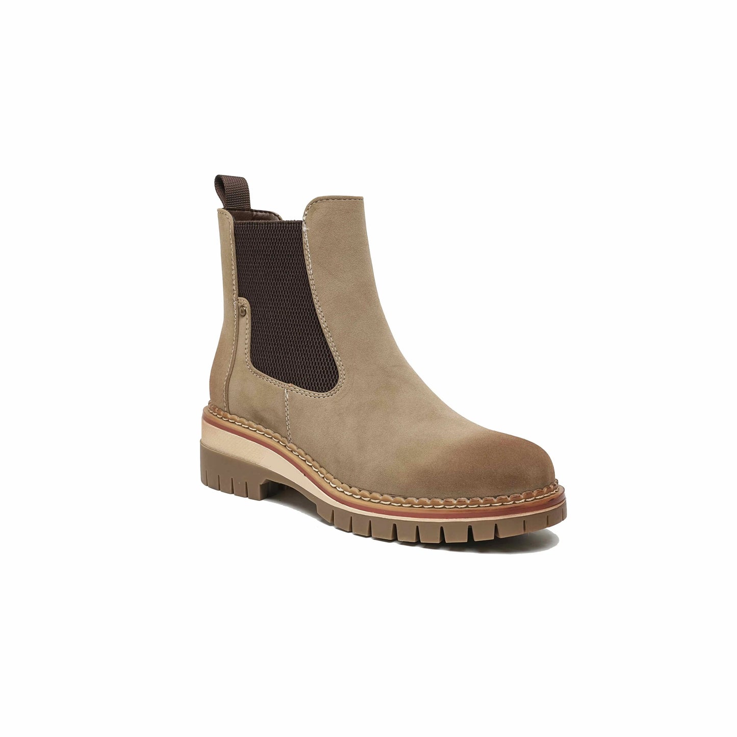 Stivaletto Chelsea con pannello elastico, camoscio vegano effetto mesh, e suola media robusta.
Dettagli prodotto
• Made in China
• Materiali: Vegano (Materiali sintetici)