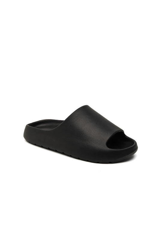 Sandalo ISABAC nero, modello slide con tomaia essenziale e punta aperta. Suola spessa in gomma per comfort e supporto prolungato. Realizzata in materiale sintetico effetto pelle, resistente e facile da pulire. Design minimalista dal look contemporaneo.