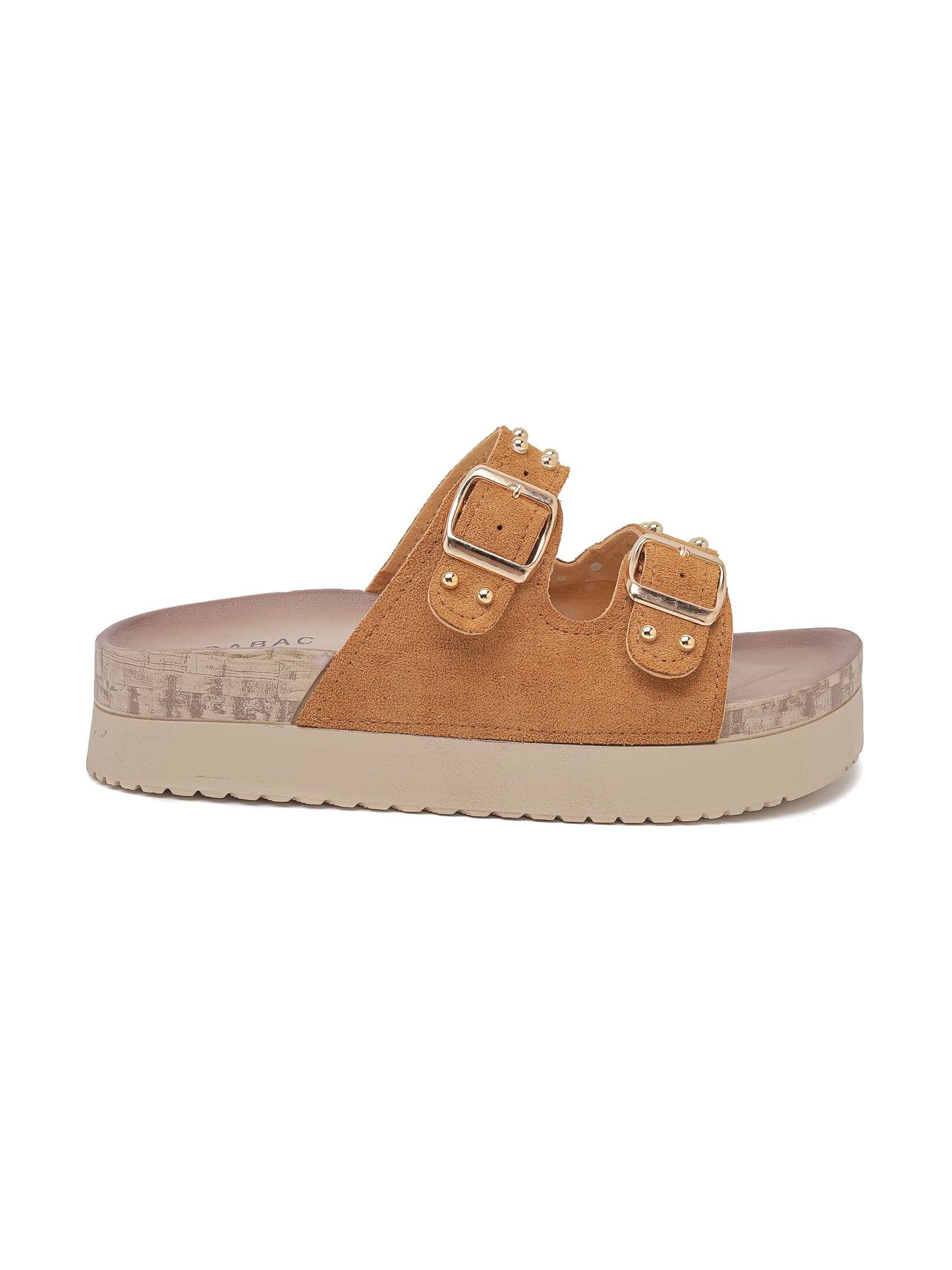 Sandalo caratterizzata da due cinturini regolabili con fibbie e una suola platform simile sughero.

Dettagli prodotto
• Made in China
• Materiali: Vegano (Materiali sintetici)
