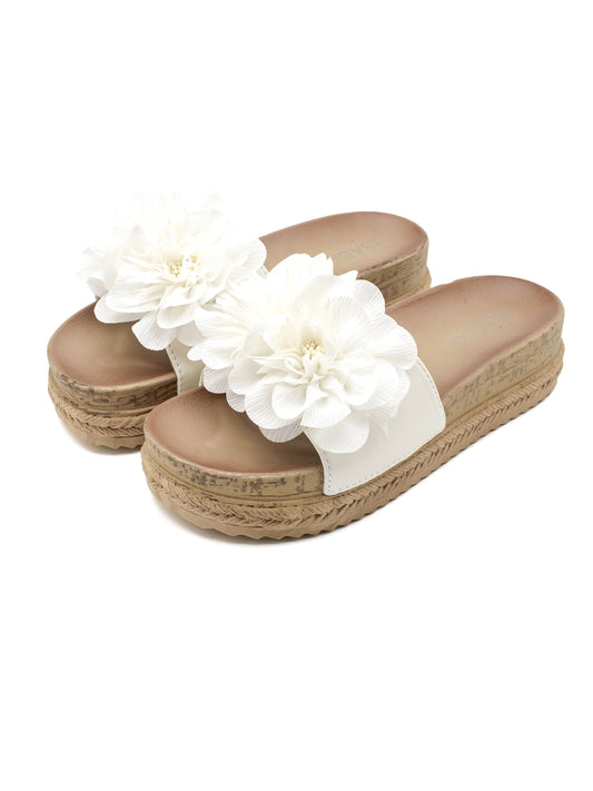 Sandali platform ISABAC, con grandi fiori in tessuto e suola intrecciata stile espadrillas.

Dettagli prodotto
• Made in China
• Materiali: Vegano (Materiali sintetici)