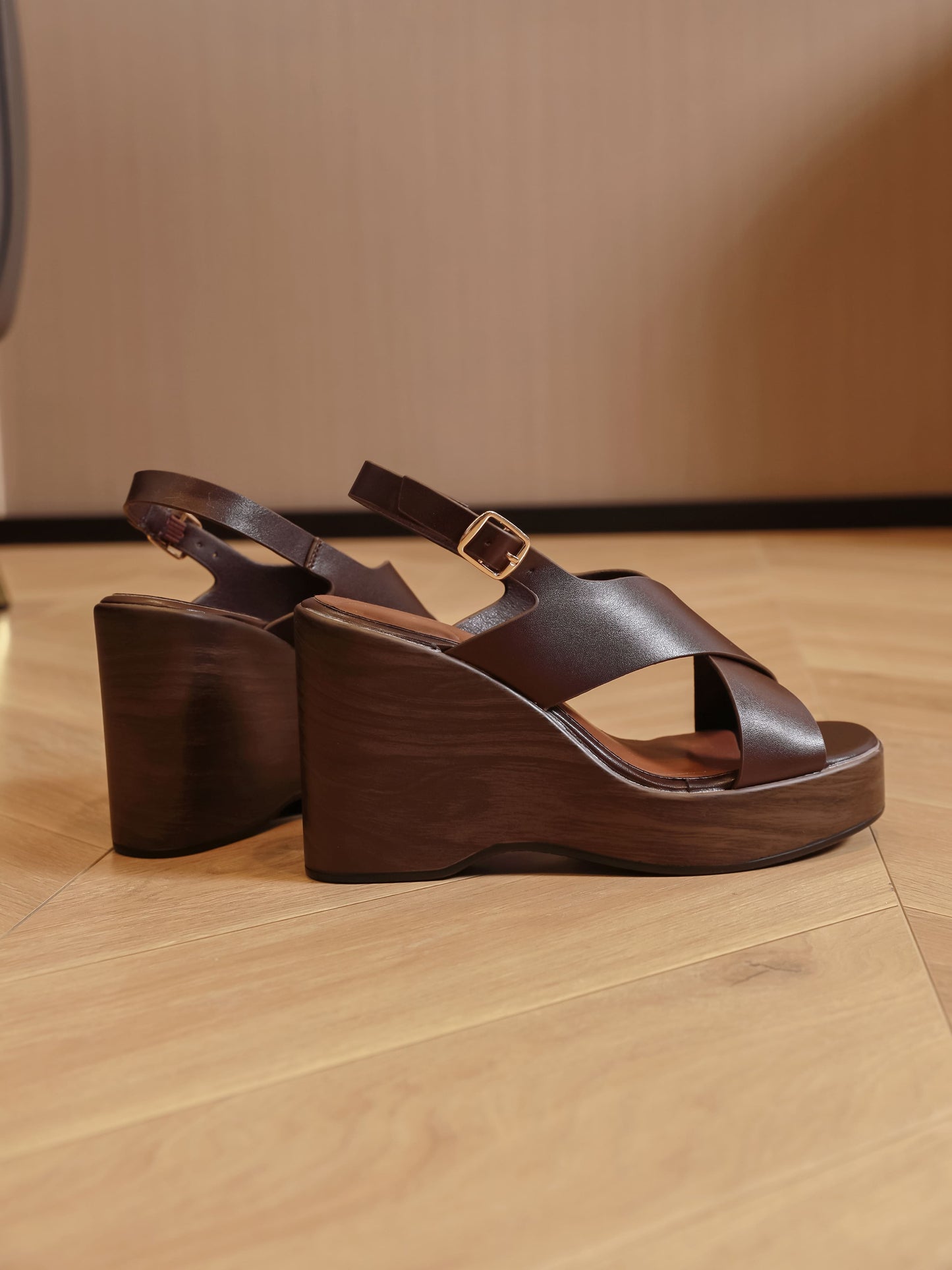 Sandali con Zeppa - 3069 Marrone