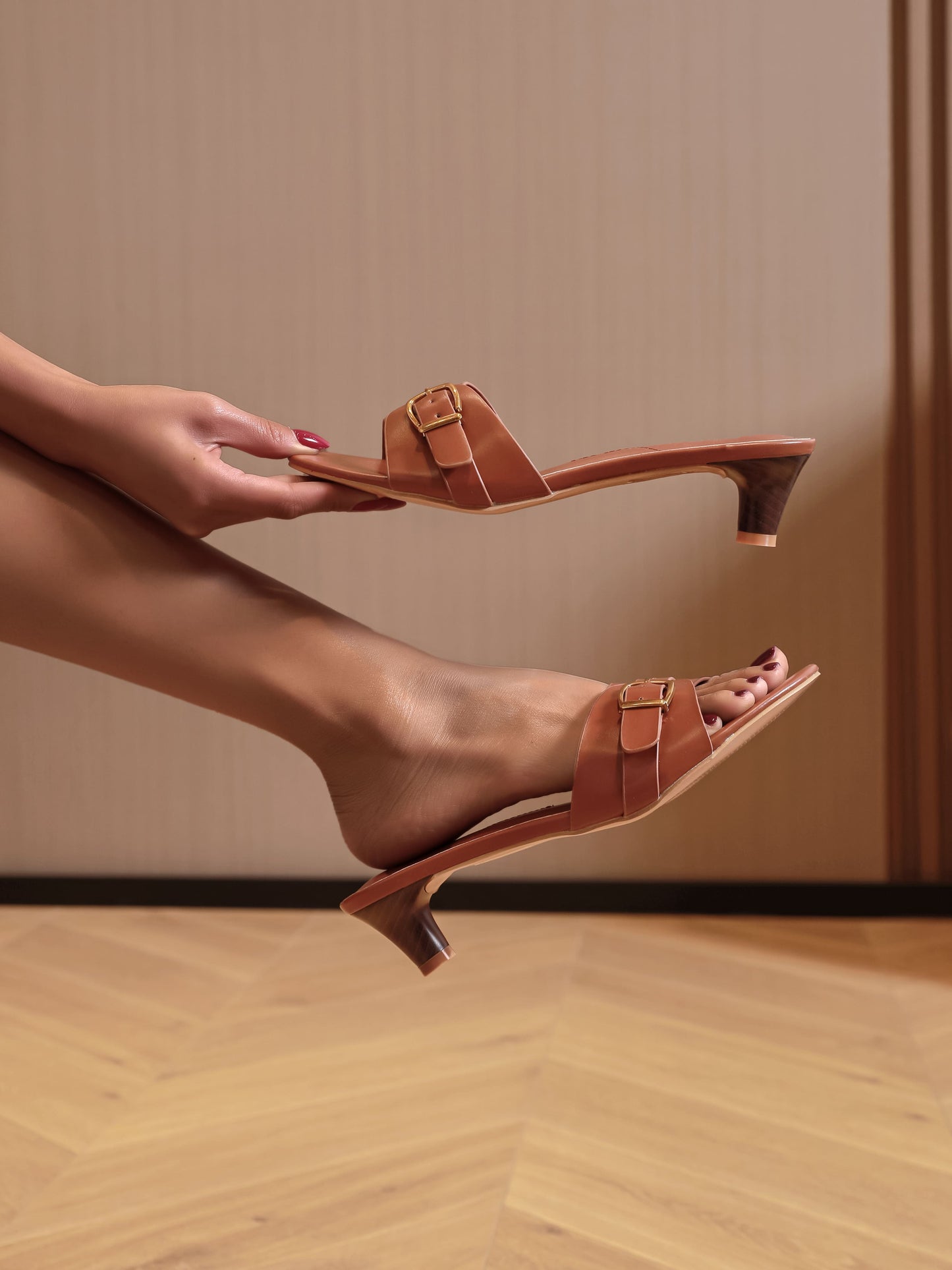 Ciabatte con Tacco - 3071 Camel