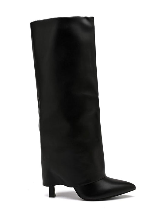 Stivale alto a tubo ecopelle, punta affusolata e tacco basso e stretto.

Dettagli prodotto
• Made in China
• Materiali: Vegano (Materiali sintetici)