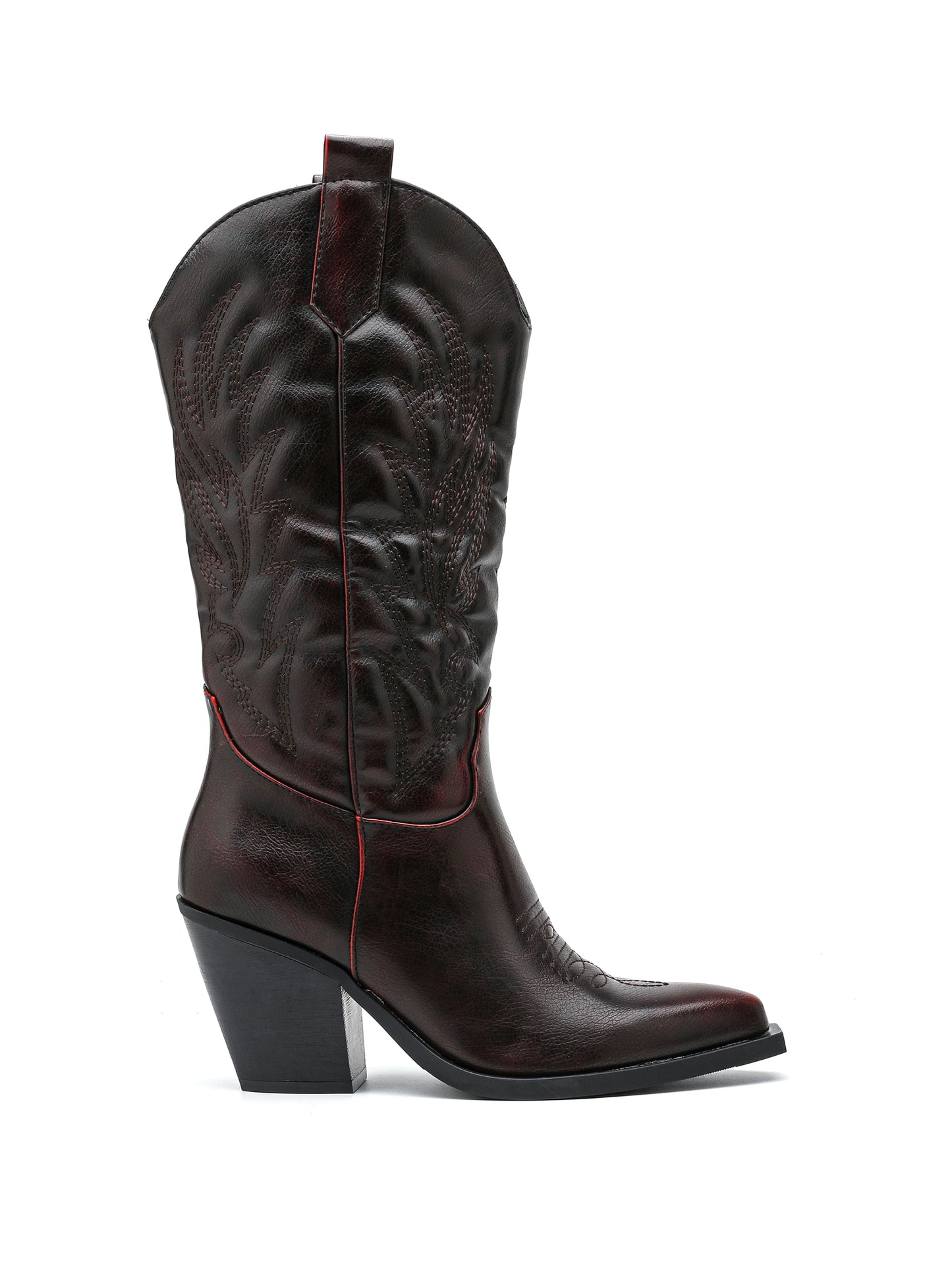 Stivaletto cowboy ISABAC in ecopelle effetto spazzolato, cuciture decorative, punta affusolata e tacco spesso inclinato.

Dettagli prodotto
• Made in China
• Materiali: Vegano (Materiali sintetici)