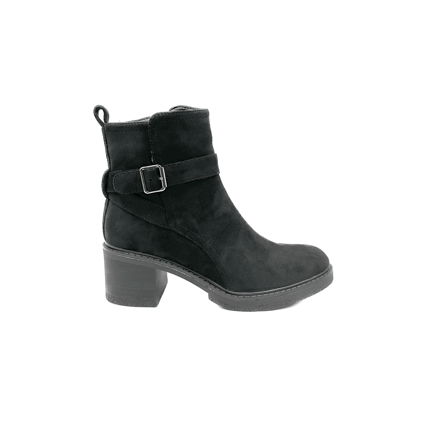 Stivaletto alla caviglia in camoscio vegano con elegante cinturino e fibbia decorativa, tacco largo e linguetta posteriore.


Dettagli prodotto
• Made in China
• Materiali: Vegano (Materiali sintetici)